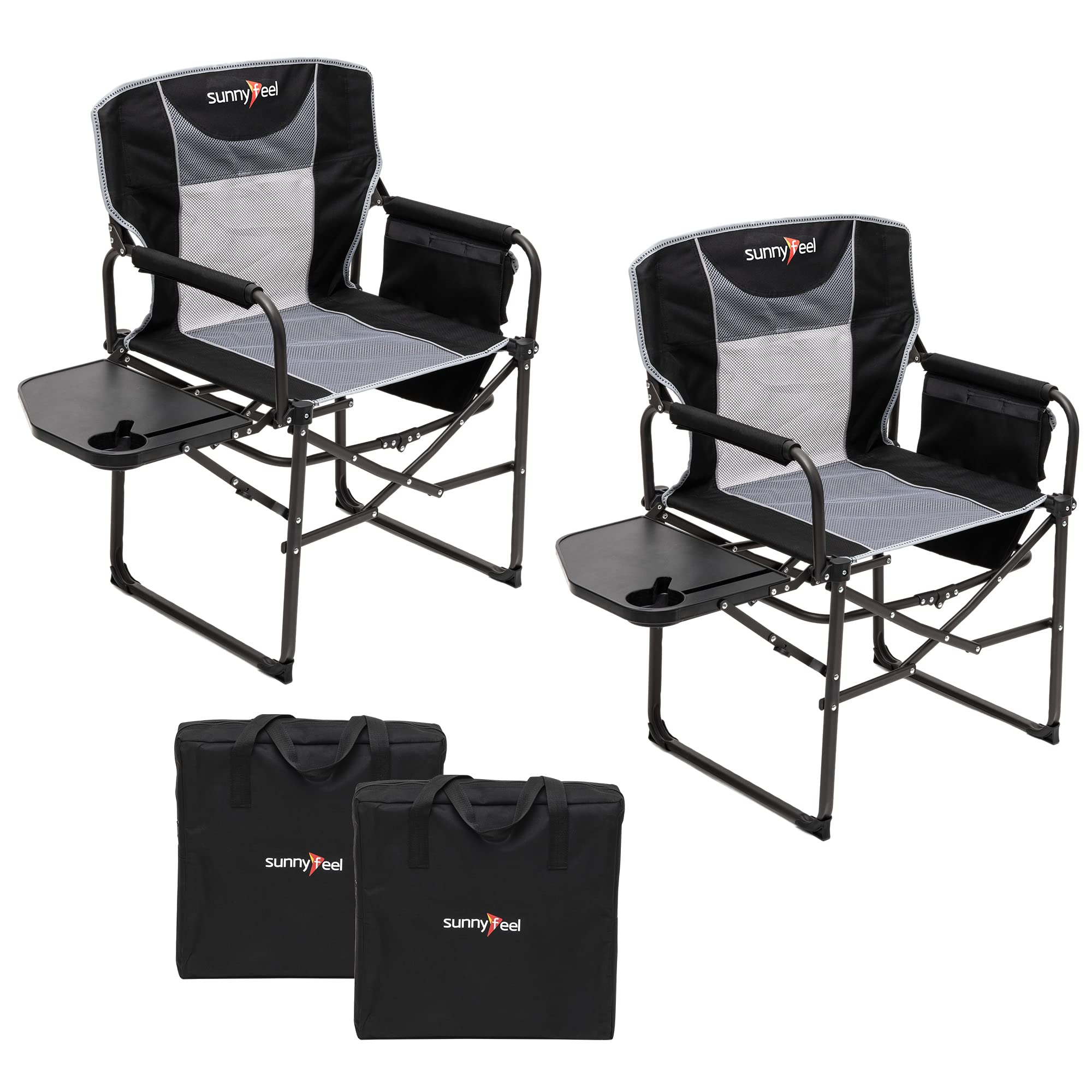 Oversized Folding Directors Camping Chair with Side Table