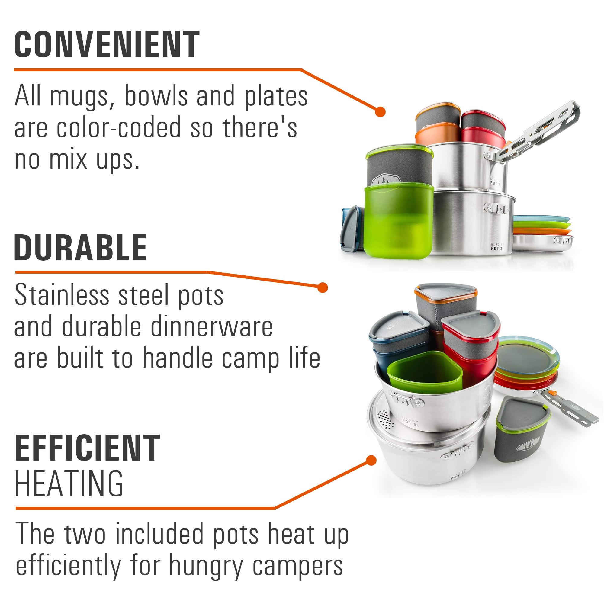 4 Person Stainless Steel Camping Cookware and Dinnerware Set