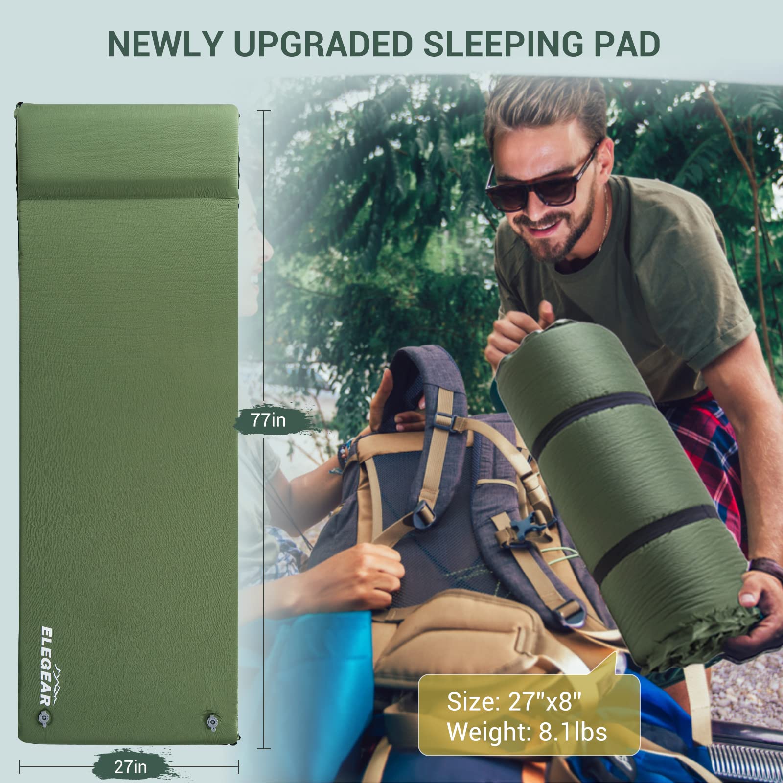 Ultra Thick Self Inflating Memory Foam Camping Sleeping Pad