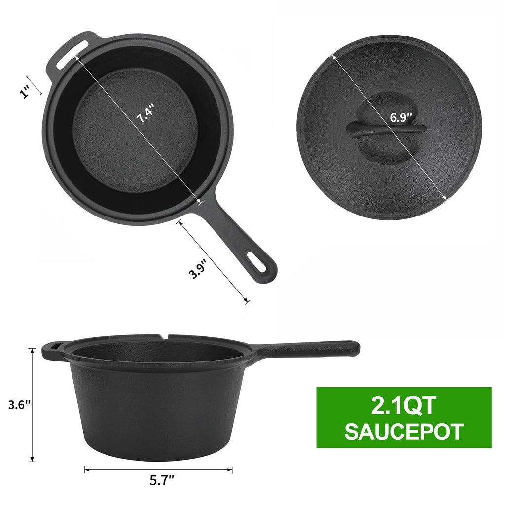 8 Piece Cast Iron Camping Cookware Set with Dutch Oven