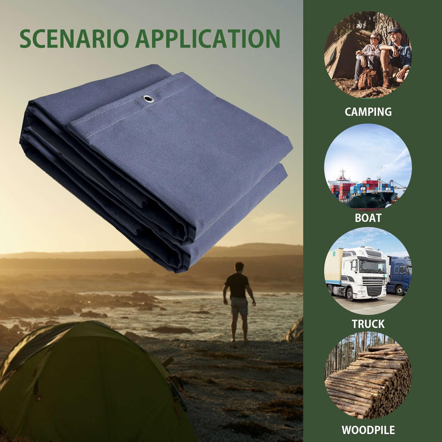 Heavy Duty Waterproof Canvas Tarp with Aluminum Grommets