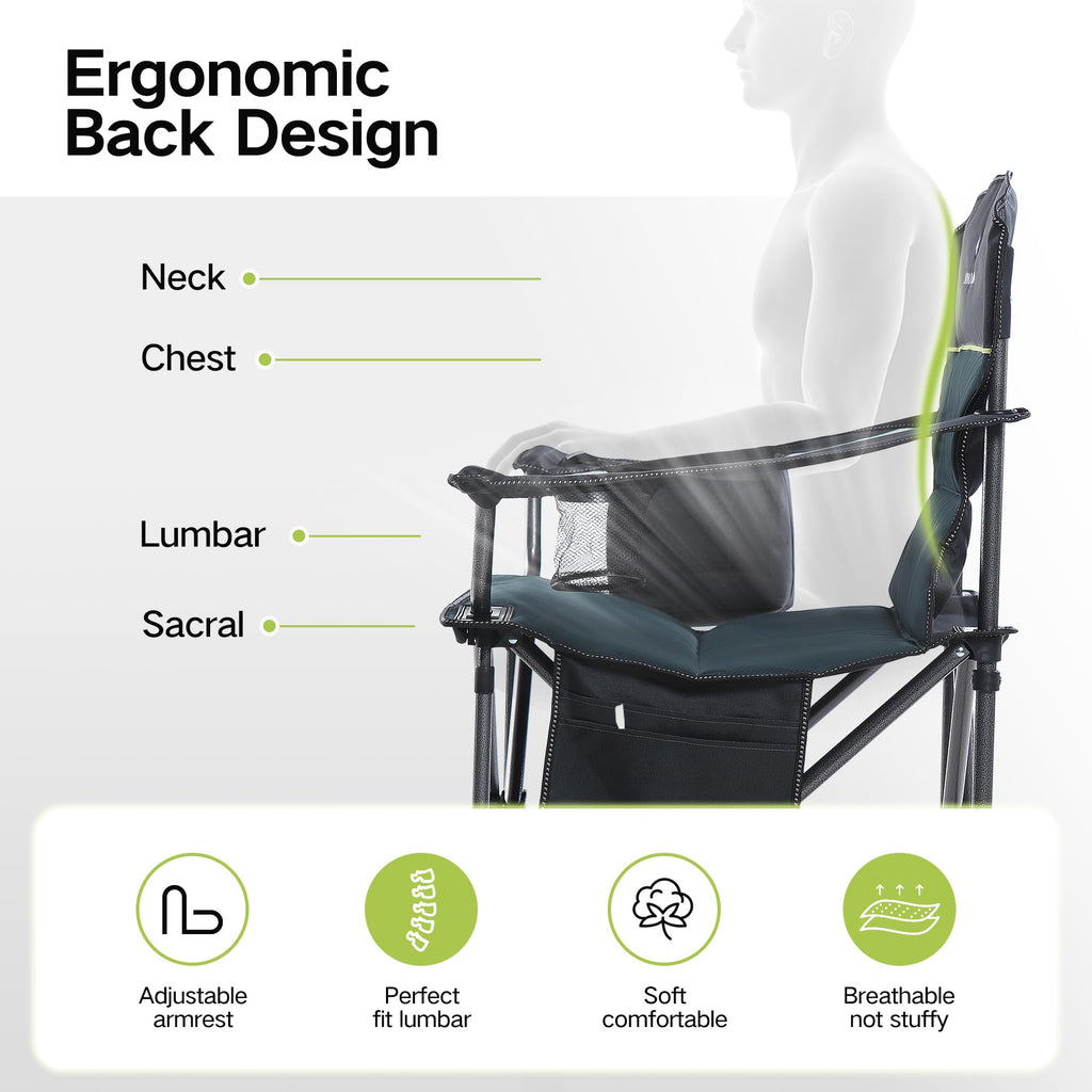 Oversized Folding Camping Chairs with Cooler Bag and Cup Holder