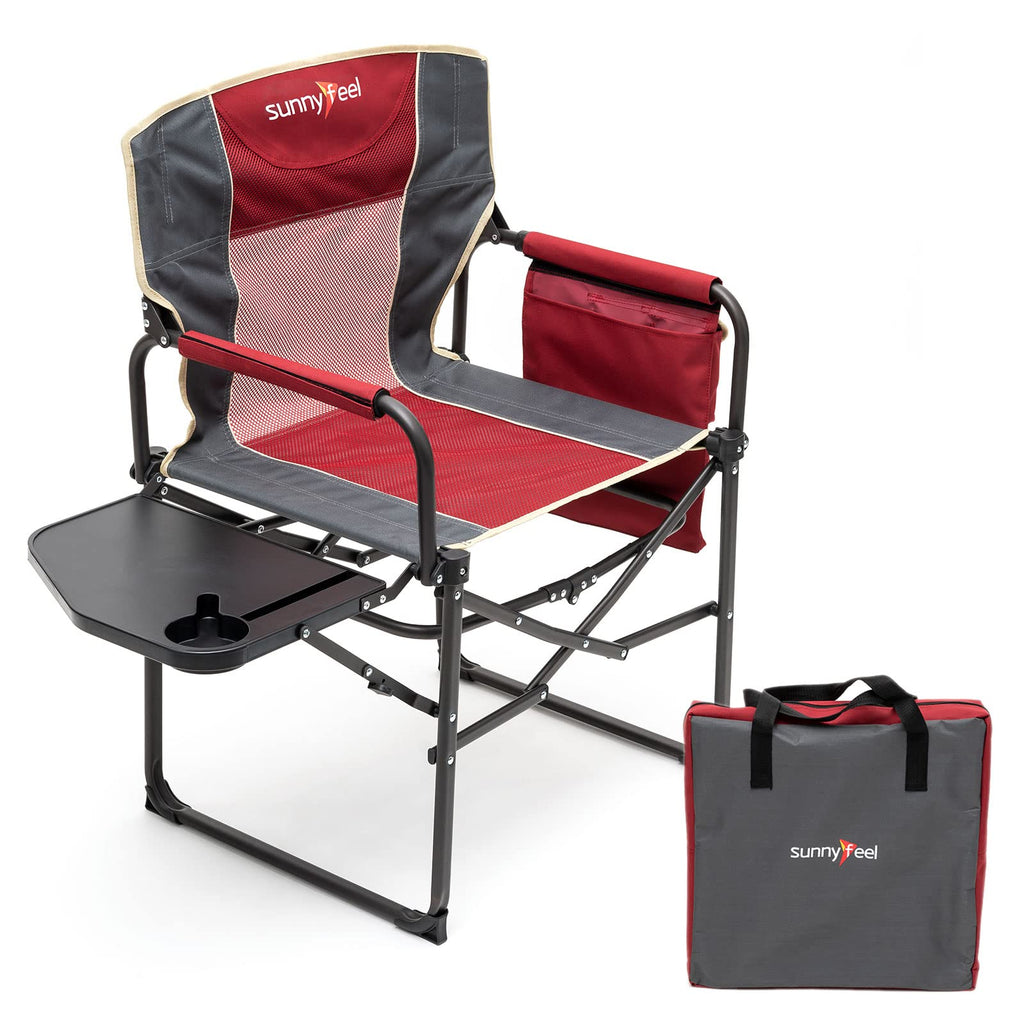 Oversized Folding Directors Camping Chair with Side Table