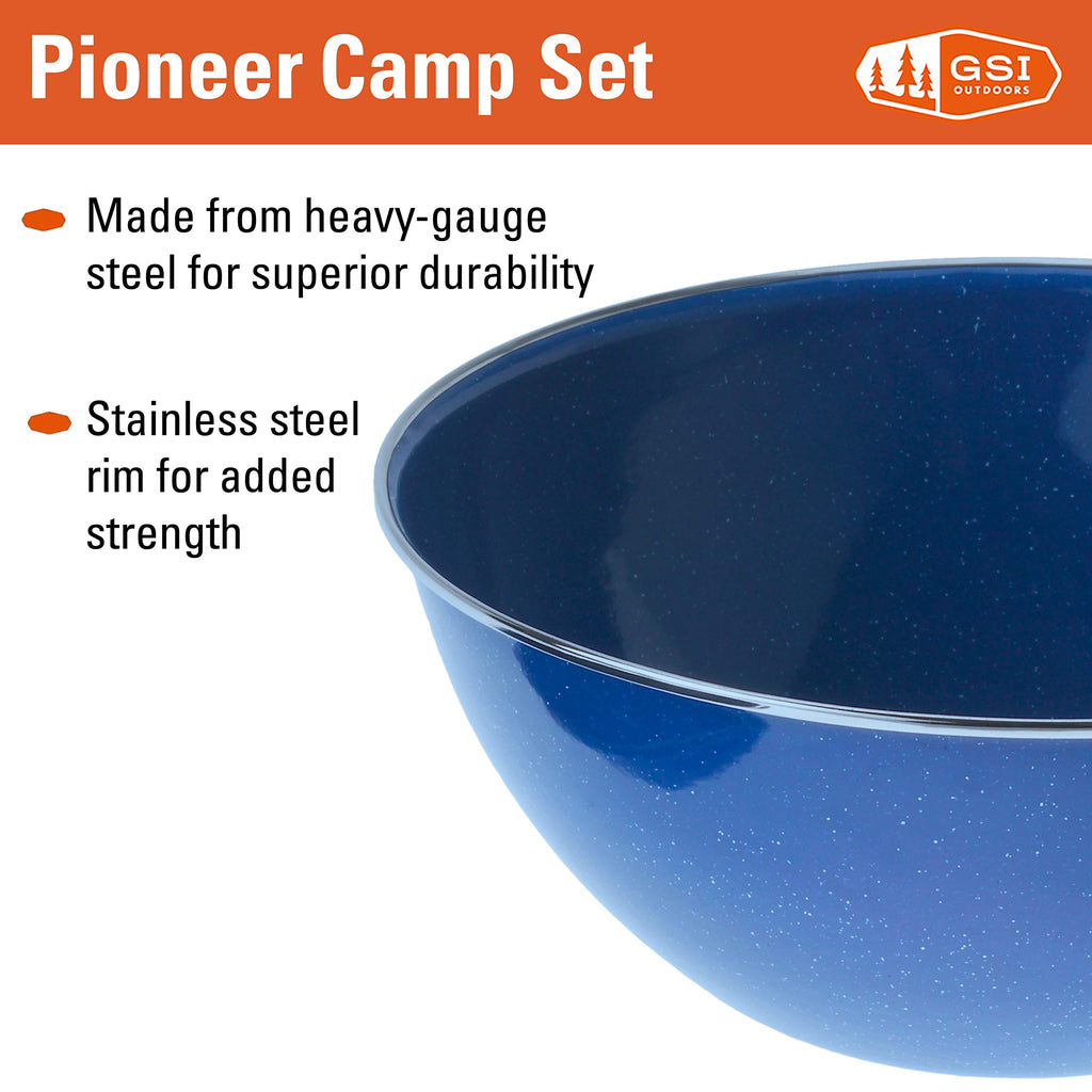 Enamel Camping Cookware and Dinnerware Set