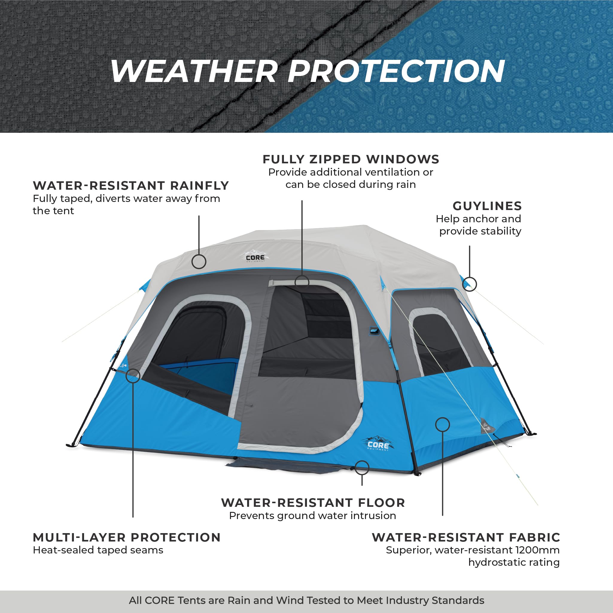 Family Multi Room Instant Cabin Tent with LED Lighting