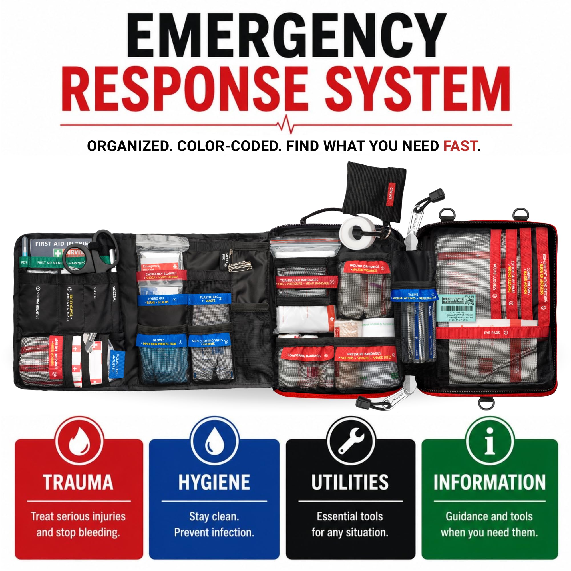142 Piece Large First Aid Kit for Emergency Response