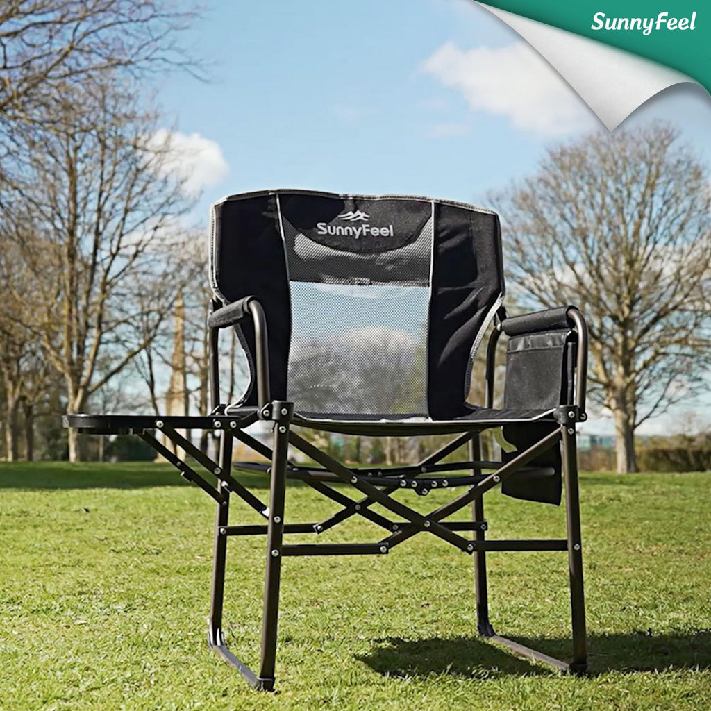 Oversized Folding Directors Camping Chair with Side Table