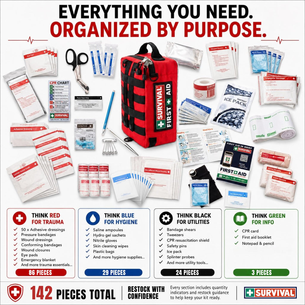 142 Piece Large First Aid Kit for Emergency Response