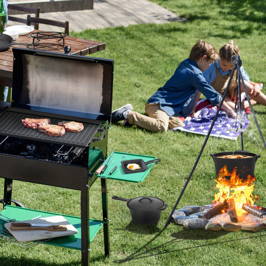 8 Piece Cast Iron Camping Cookware Set with Dutch Oven