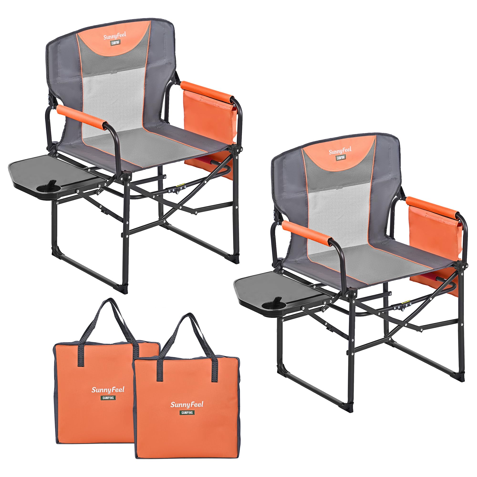 Oversized Folding Directors Camping Chair with Side Table