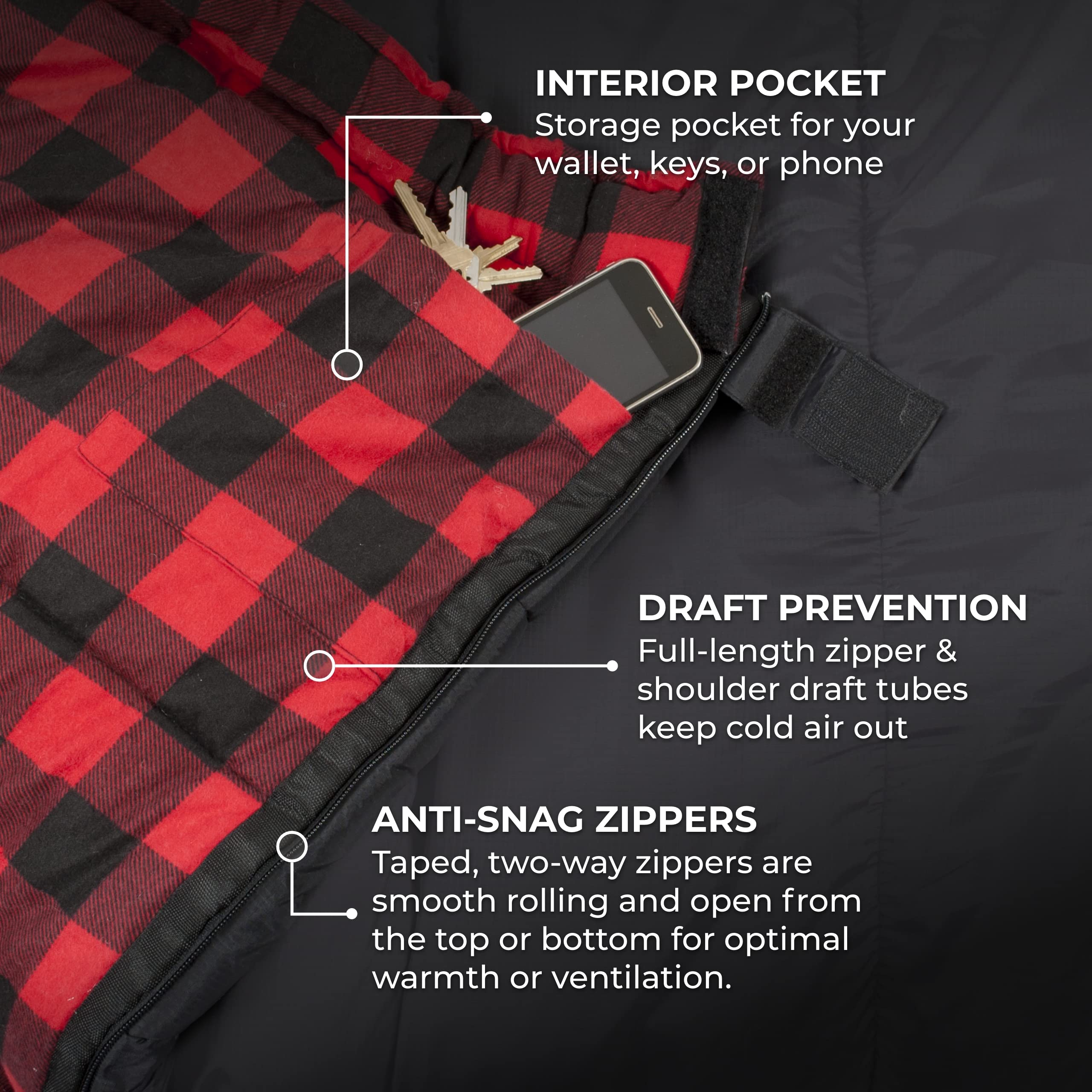 Three in One Water Repellent Insulated Fleece Sleeping Bag