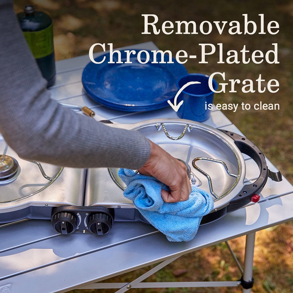 Portable Two Burner Propane Camping Stove with Ignition