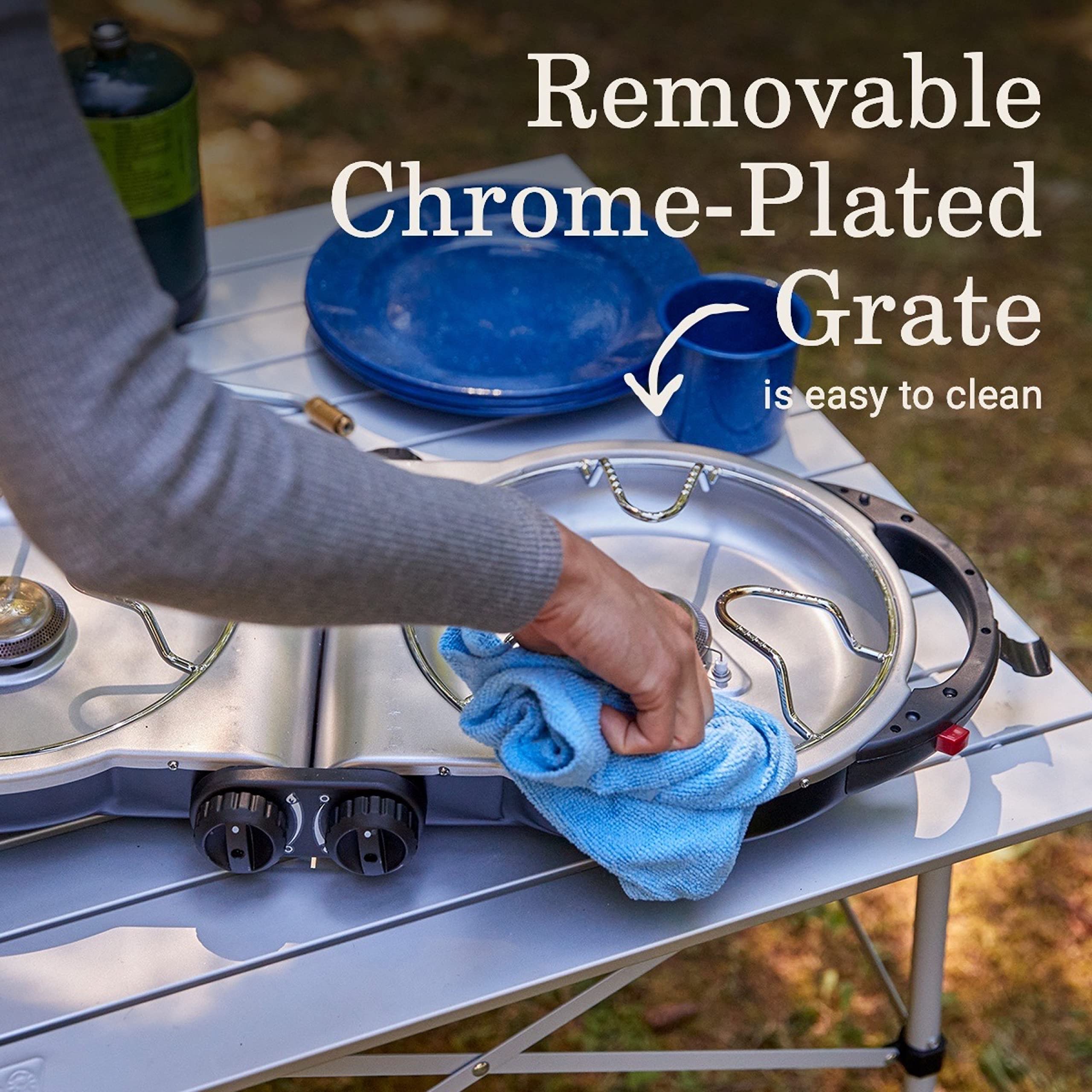 Portable Two Burner Propane Camping Stove with Ignition