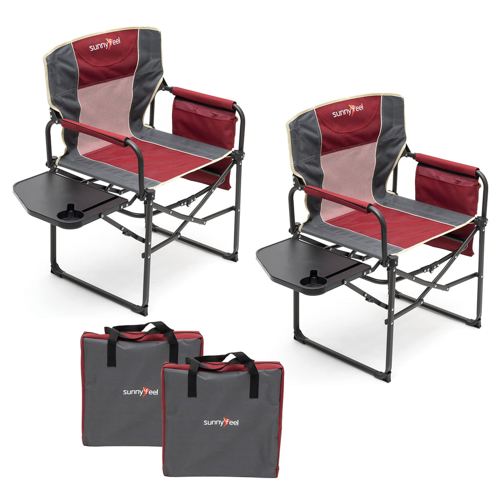 Oversized Folding Directors Camping Chair with Side Table