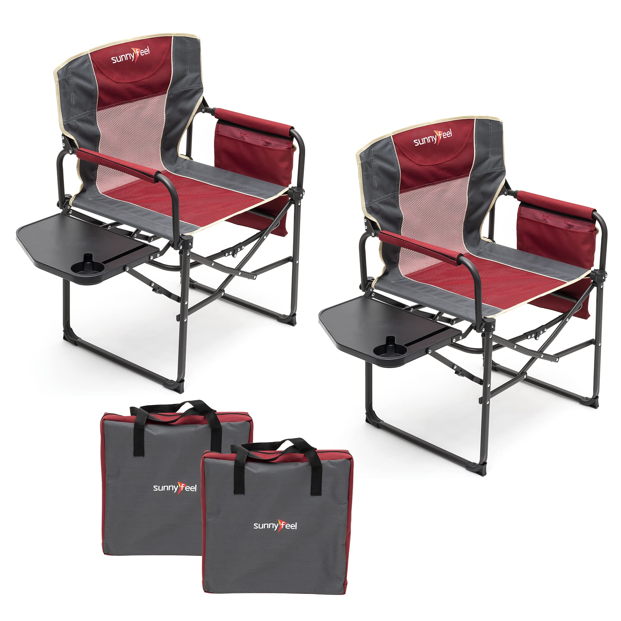 Oversized Folding Directors Camping Chair with Side Table