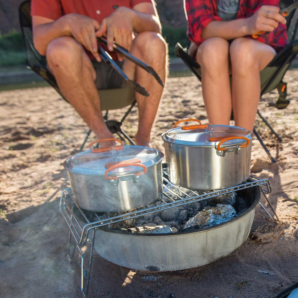 4 Person Stainless Steel Camping Cookware and Dinnerware Set