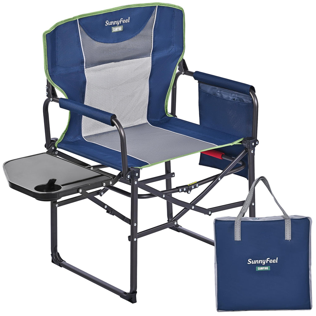 Oversized Folding Directors Camping Chair with Side Table