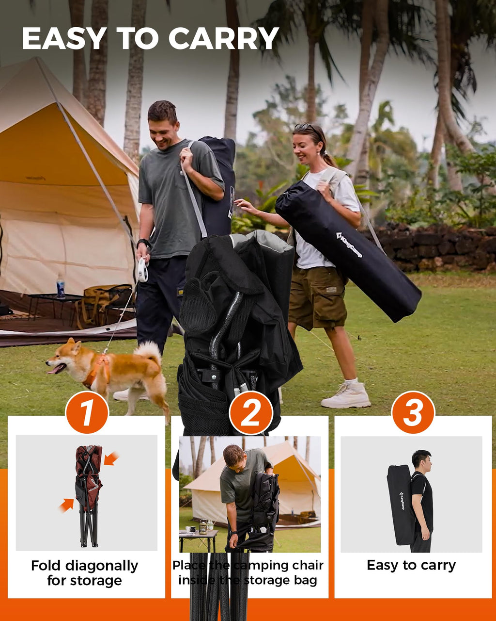 Oversized Heavy Duty Camping Chair with Lumbar Support