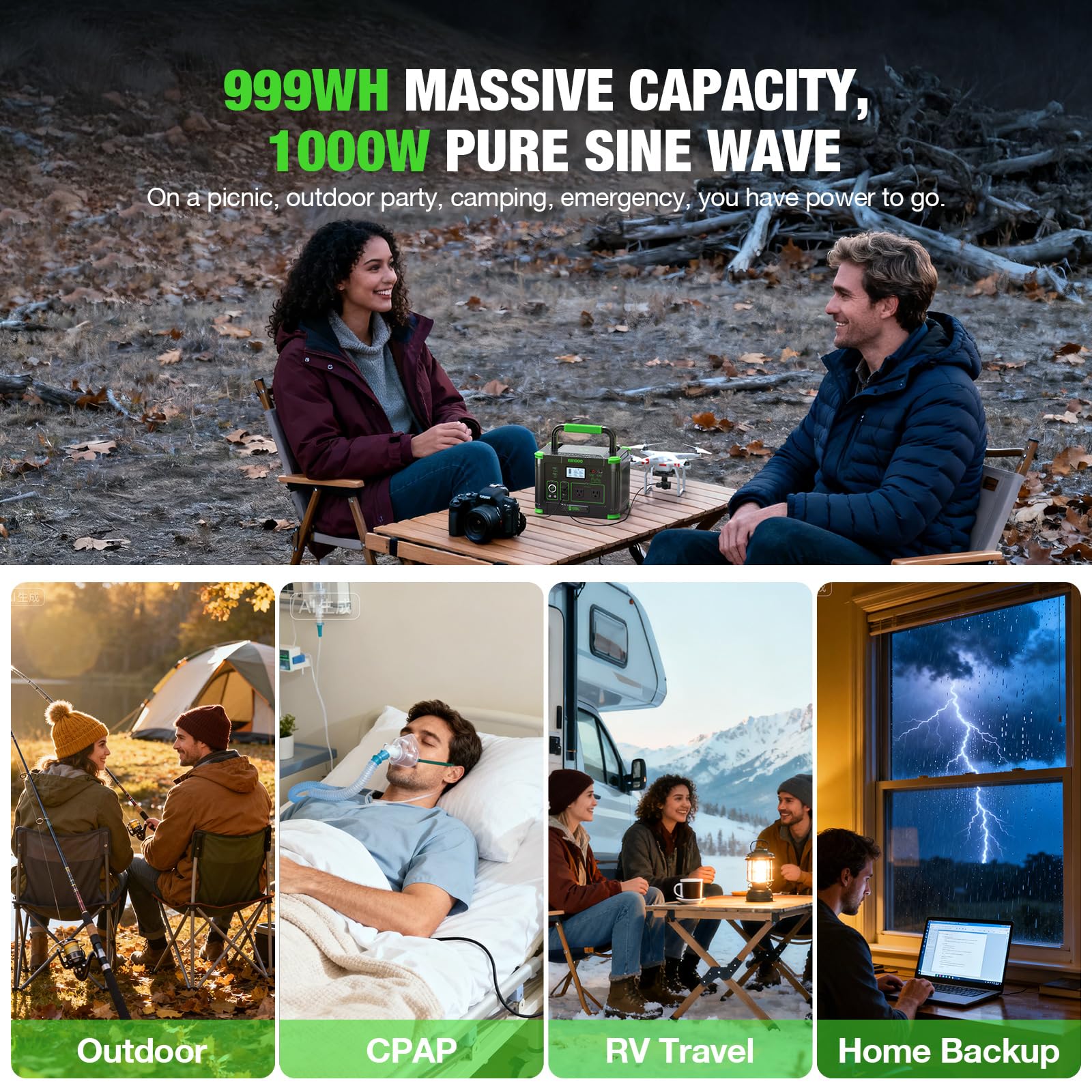 Portable Power Station for Camping and Emergency Backup