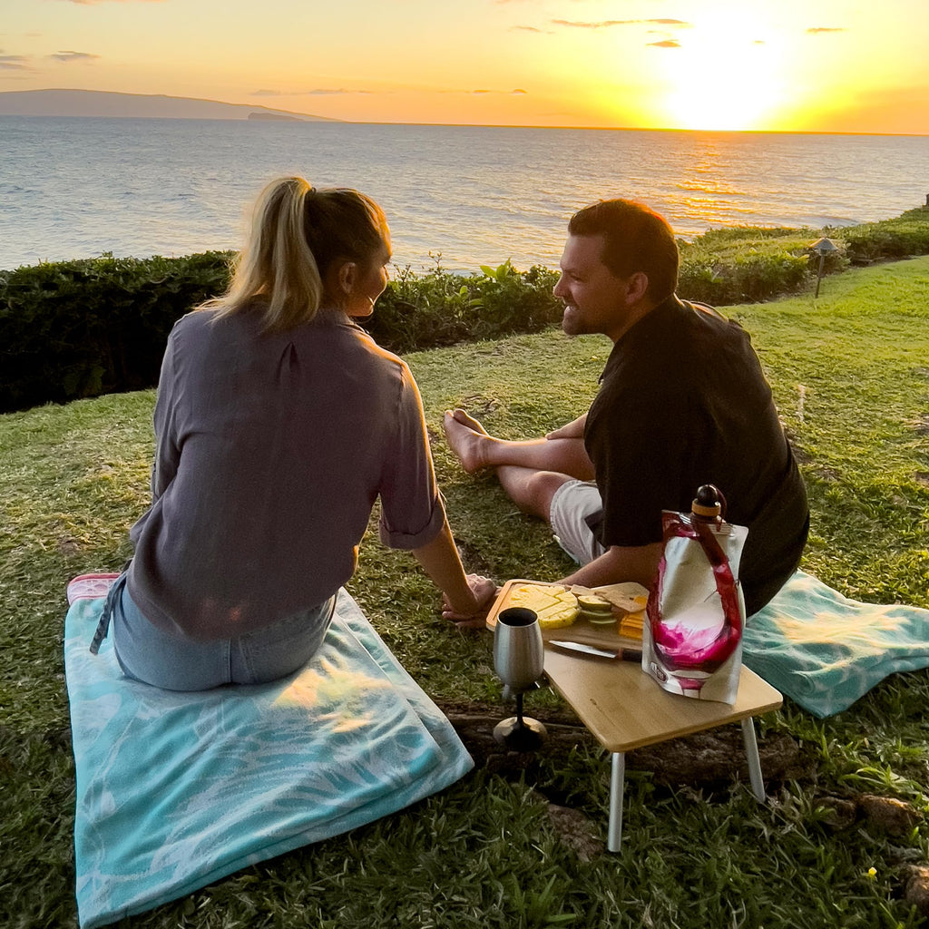 Two Person Outdoor Picnic Set with Table Glasses and Carry Case
