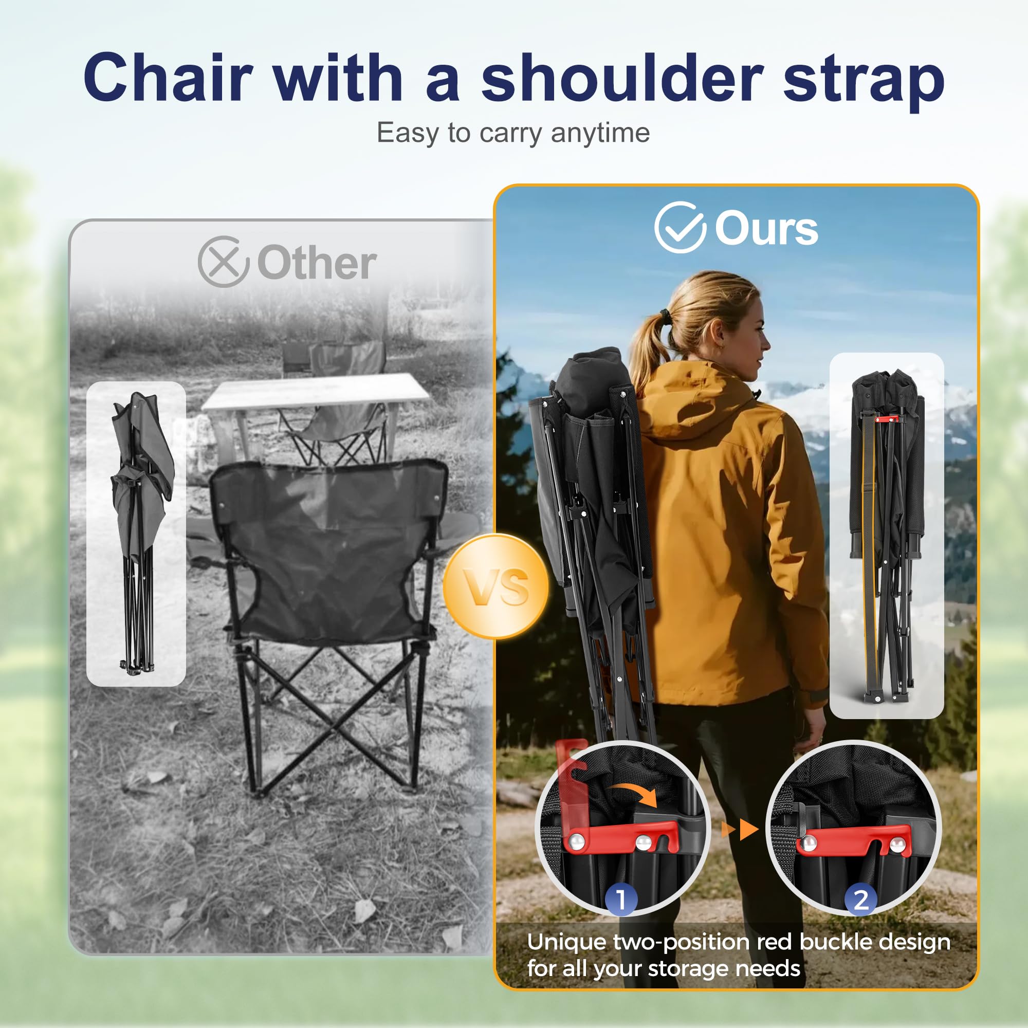 Oversized Heavy Duty Camping Chair with 29 Inch High Back