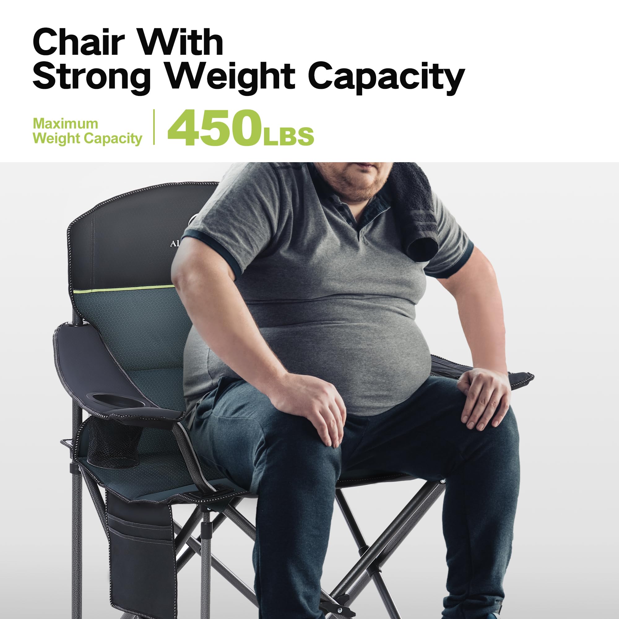 Oversized Folding Camping Chairs with Cooler Bag and Cup Holder