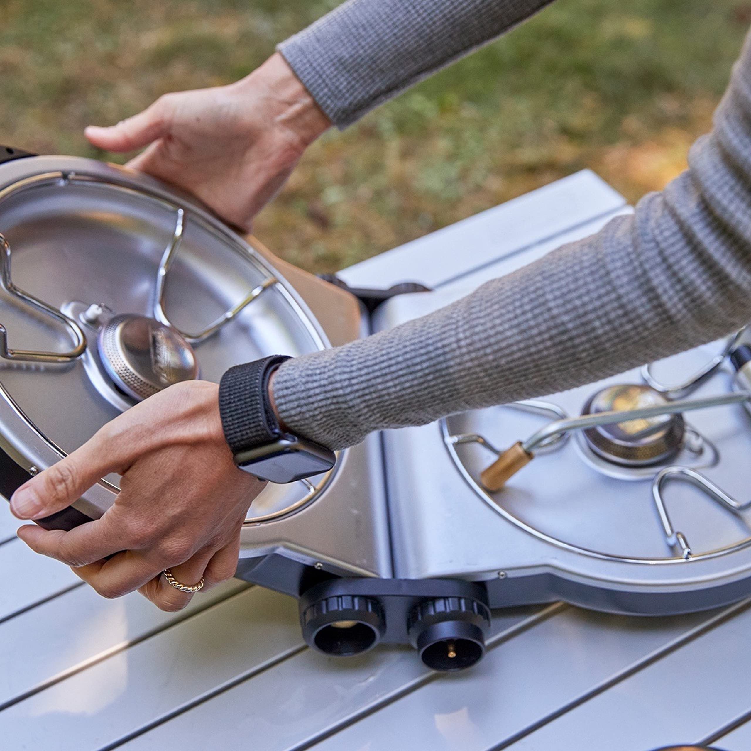 Portable Two Burner Propane Camping Stove with Ignition