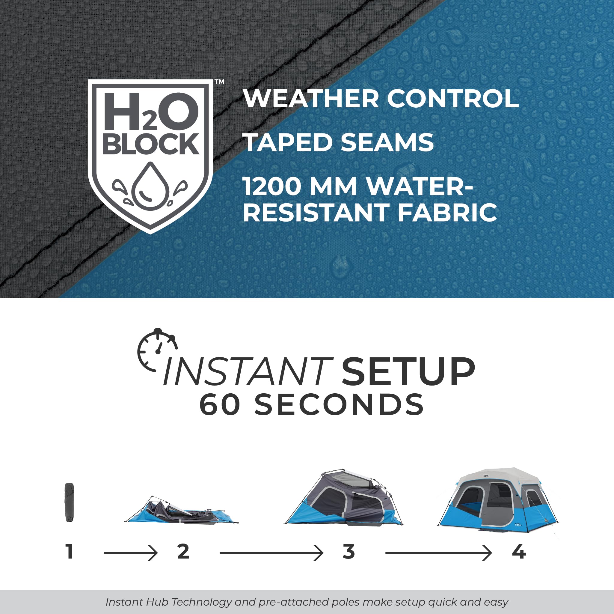 Family Multi Room Instant Cabin Tent with LED Lighting