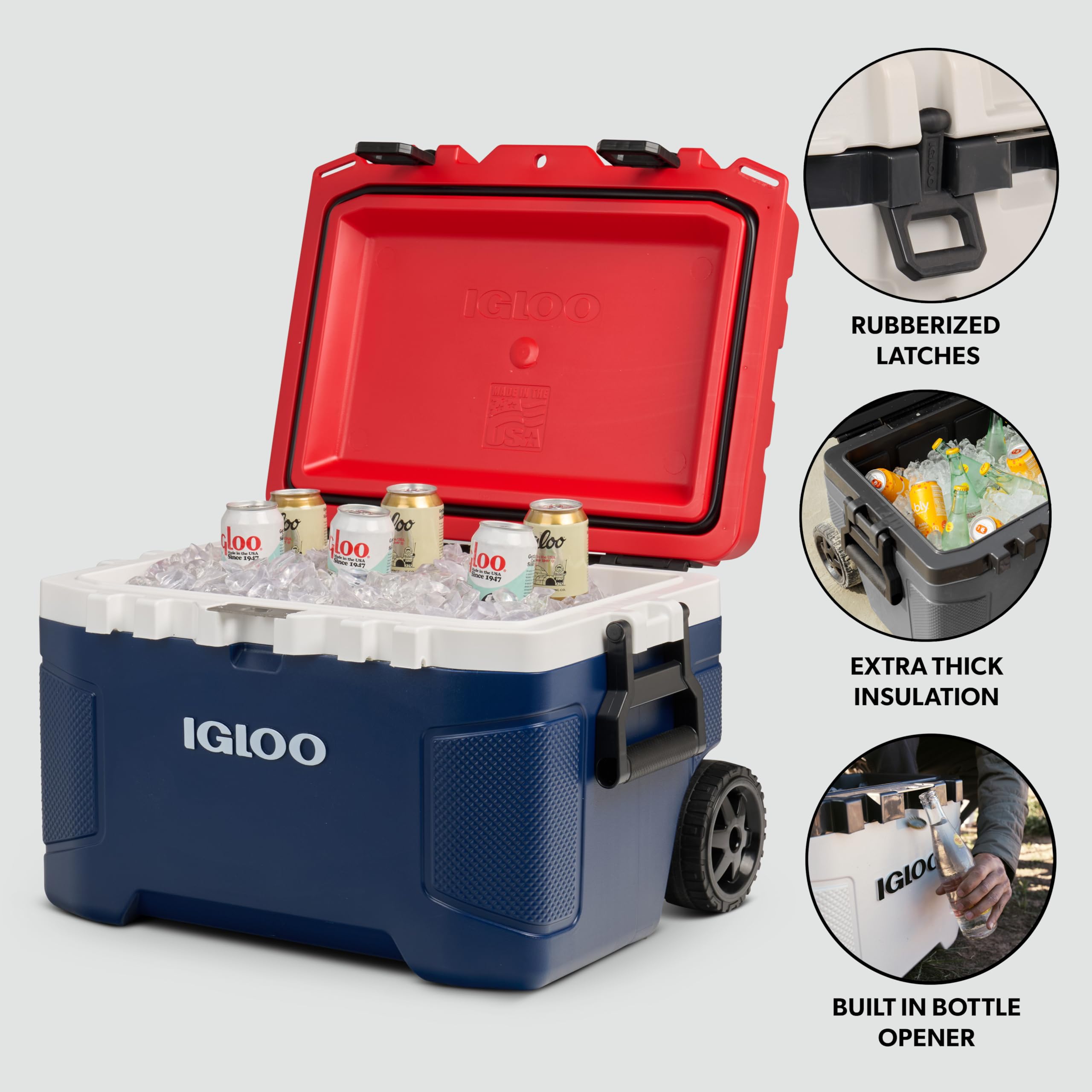 Insulated Hard Shell Rolling Cooler with Wheels