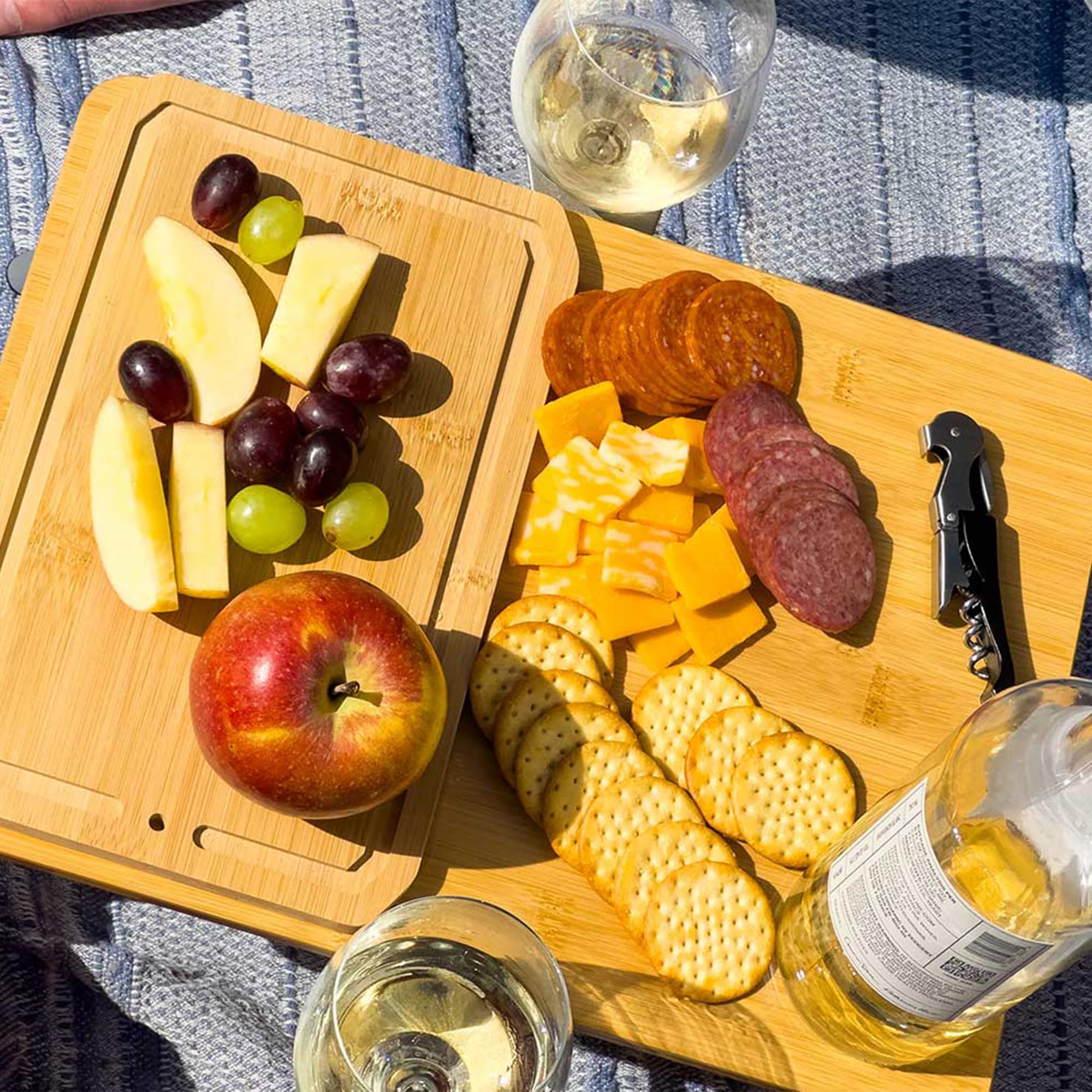 Two Person Outdoor Picnic Set with Table Glasses and Carry Case