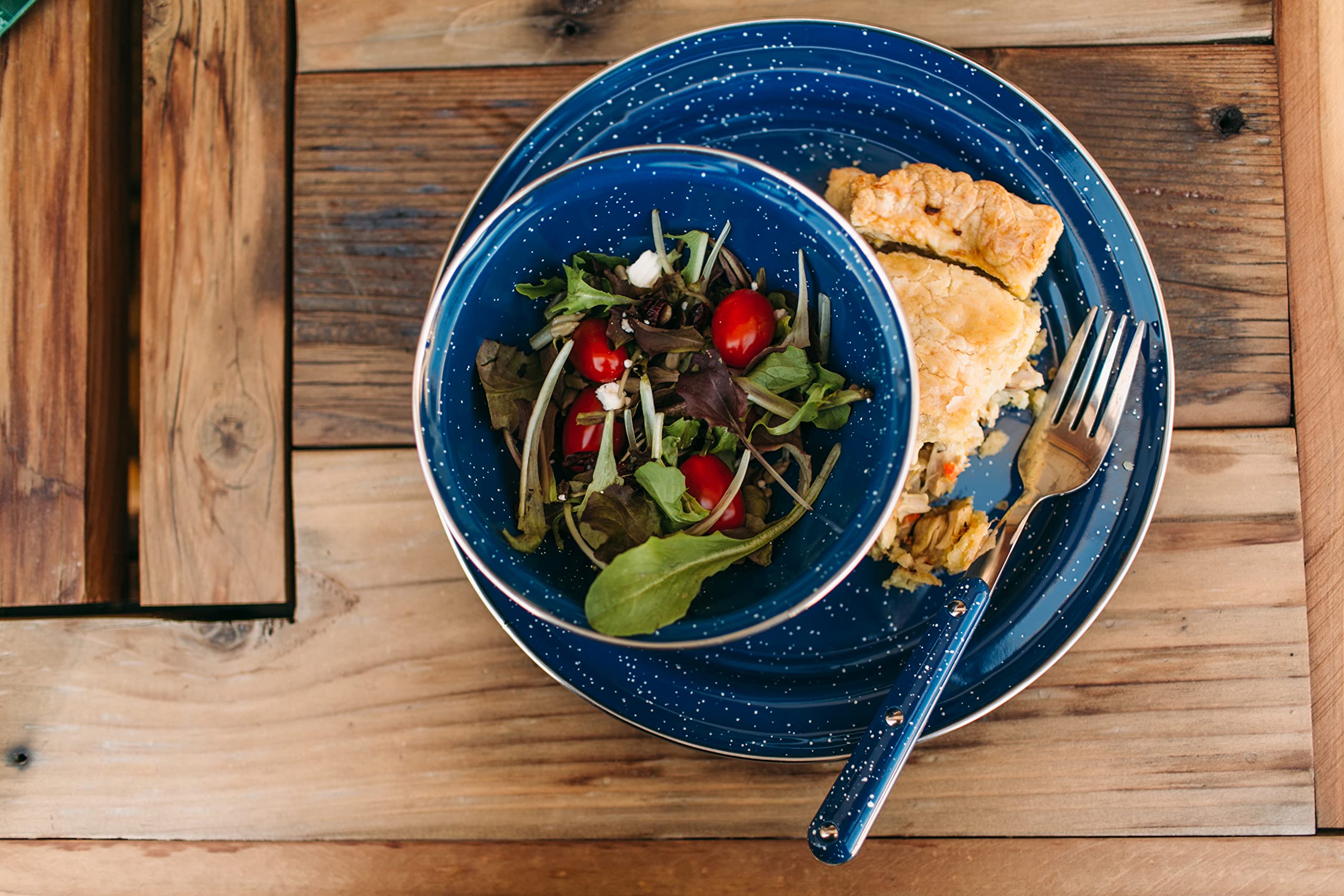 Enamel Camping Cookware and Dinnerware Set