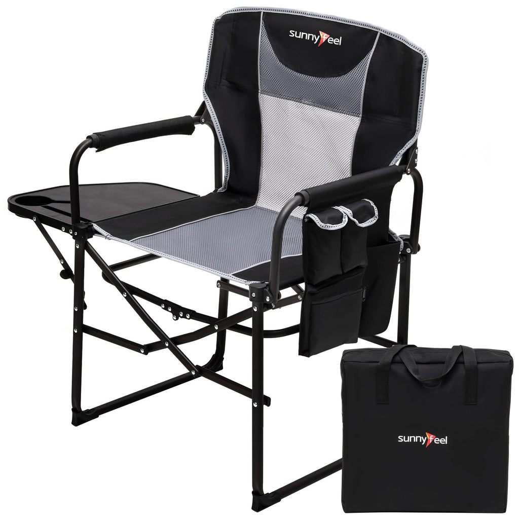 Oversized Folding Directors Camping Chair with Side Table