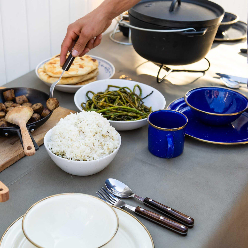 12 Piece Enamel Camping Dinnerware Set for Four People