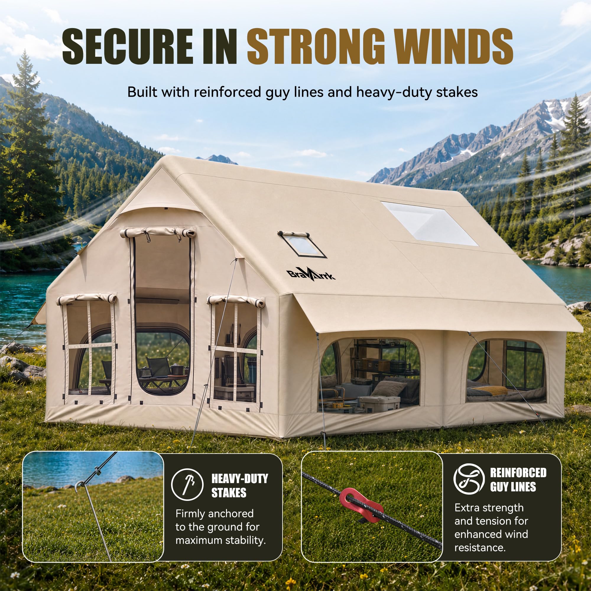 Large 8 to 12 Person 4 Season Inflatable Camping Tent