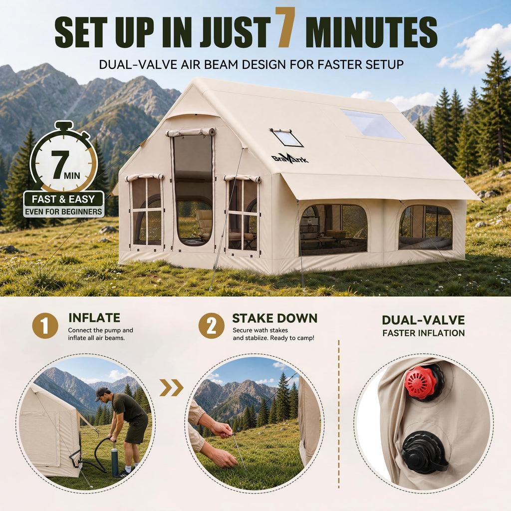 Large 8 to 12 Person 4 Season Inflatable Camping Tent