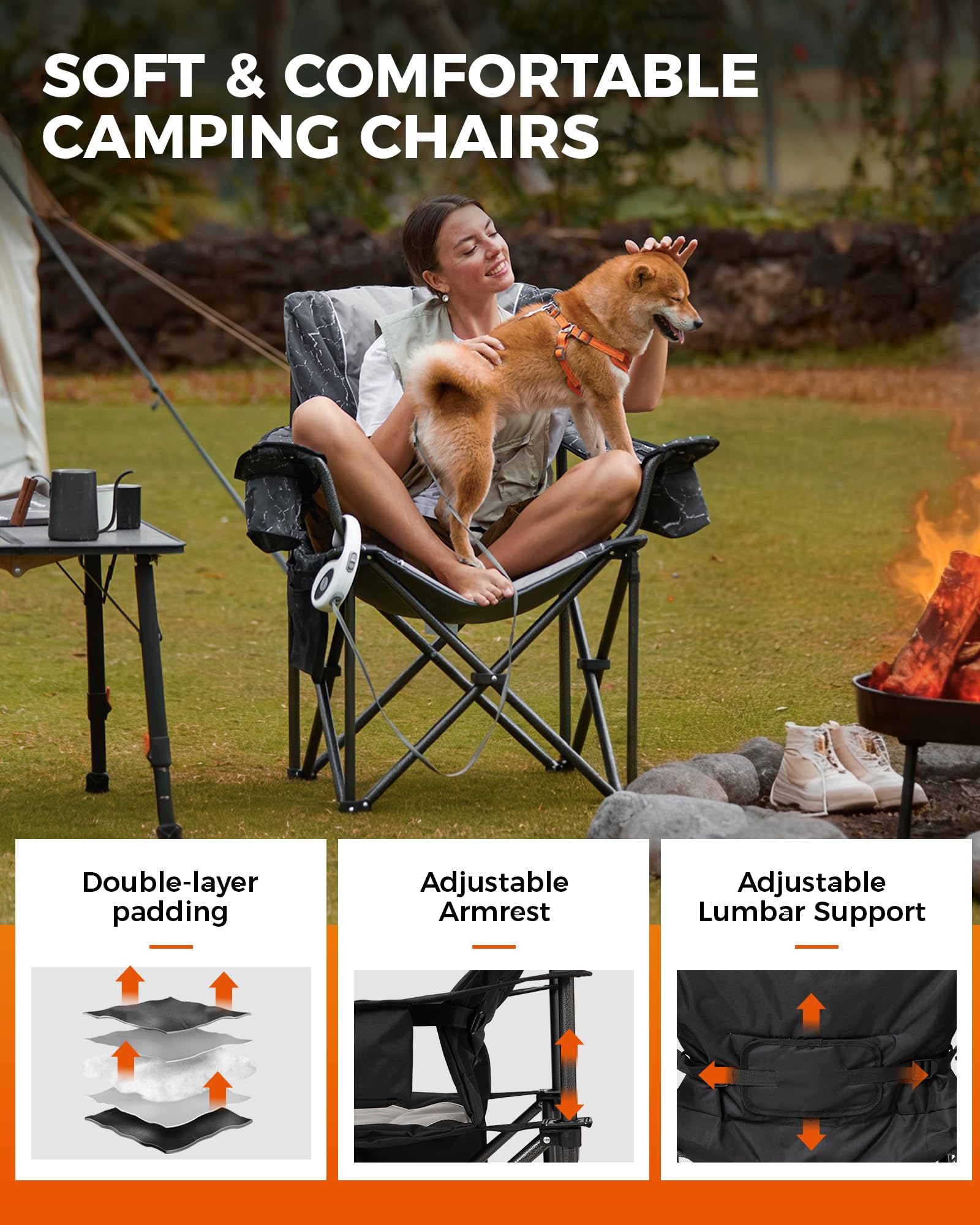 Oversized Heavy Duty Camping Chair with Lumbar Support