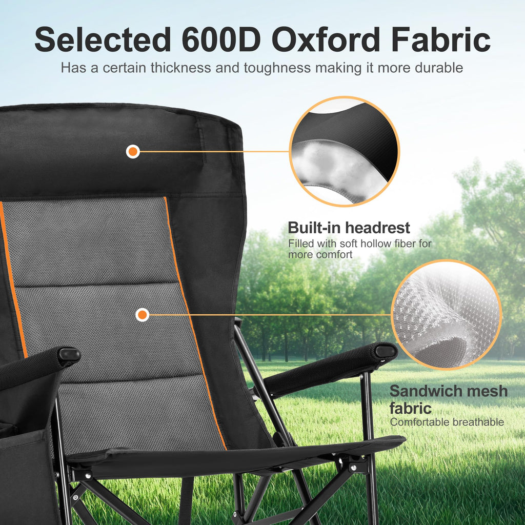 Oversized Heavy Duty Camping Chair with 29 Inch High Back