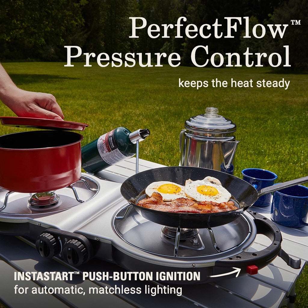 Portable Two Burner Propane Camping Stove with Ignition