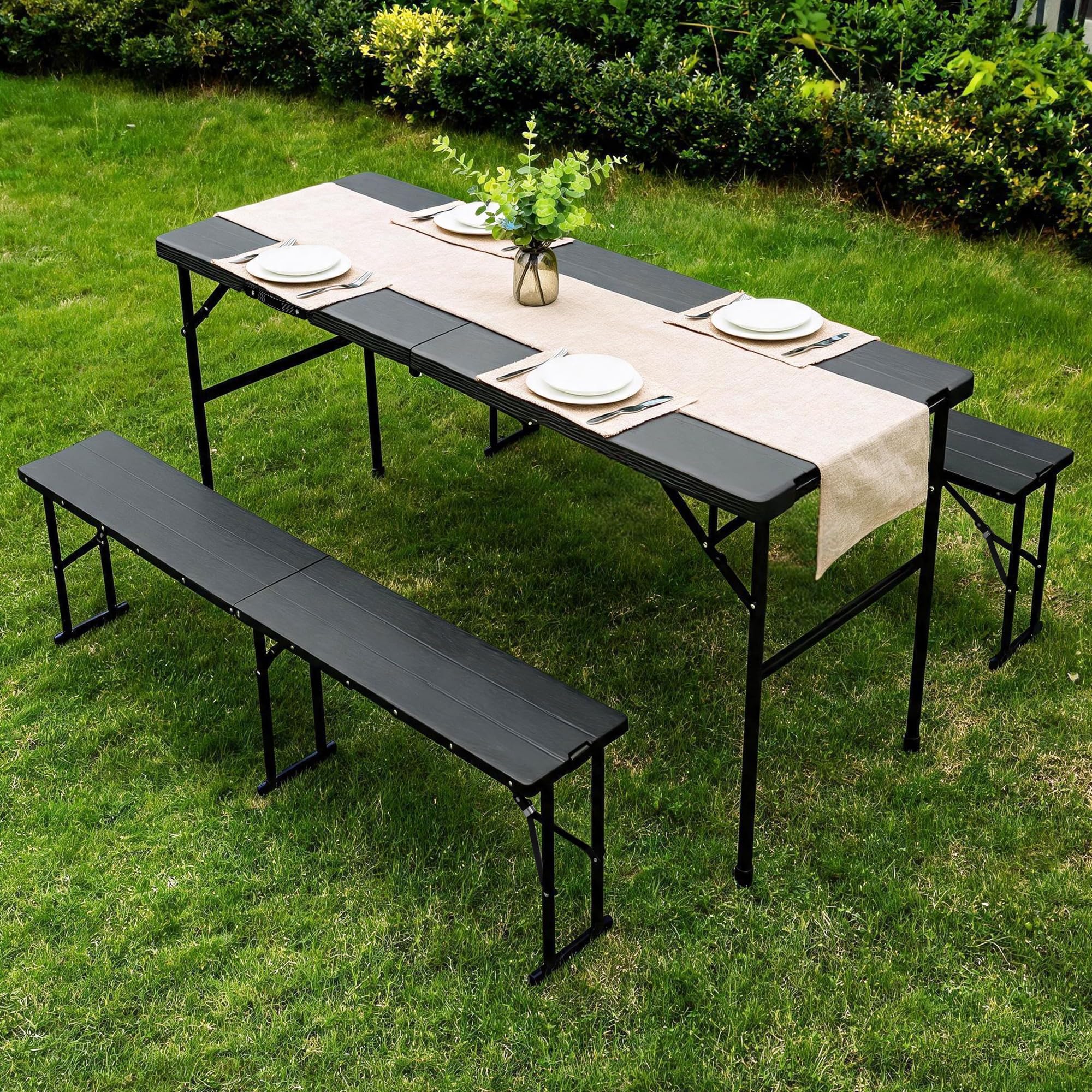 3 Piece Folding Picnic Table and Bench Set 6 Foot Portable