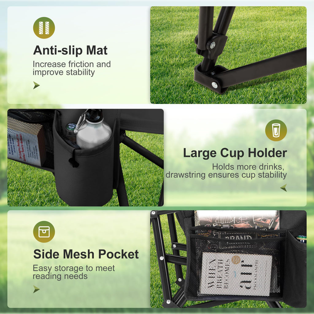 Oversized Heavy Duty Camping Chair with 29 Inch High Back