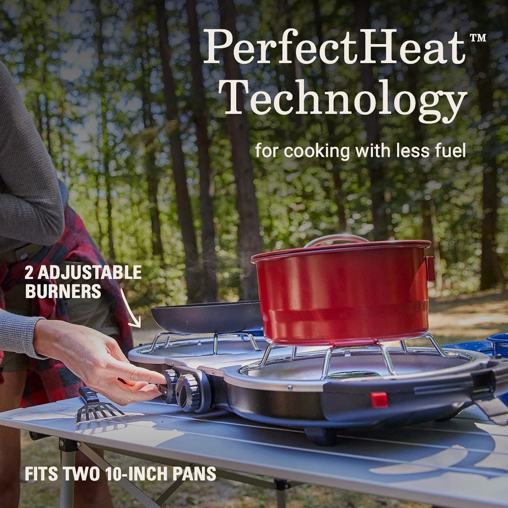 Portable Two Burner Propane Camping Stove with Ignition
